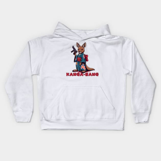 Shooting kangaroo Kids Hoodie by Japanese Fever